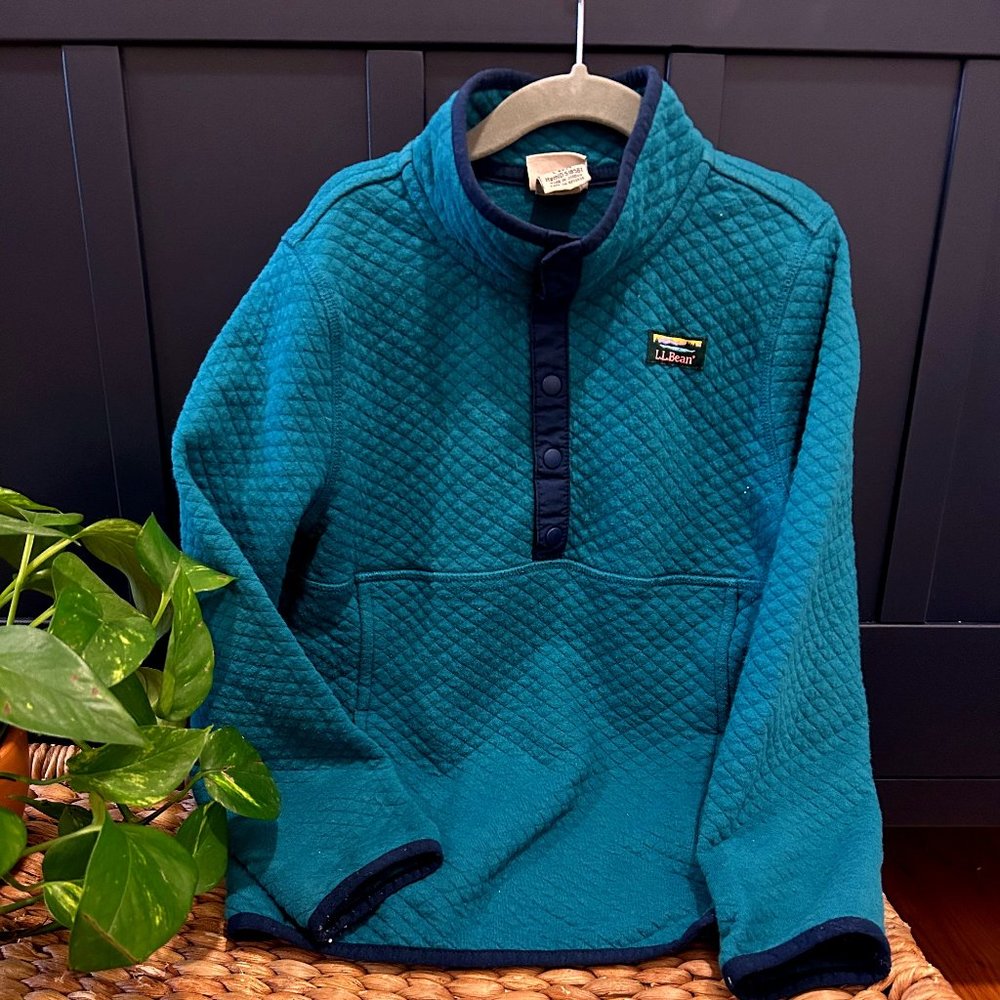 L.L. Bean Kids' Quilted Quarter-Snap Pullover, Little Kids' (Warm Teal)